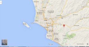 Ubicación de Manchay en el plano de Lima y alrededores.