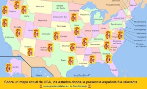USA MAPA ESTADOS ESPAÑOLES